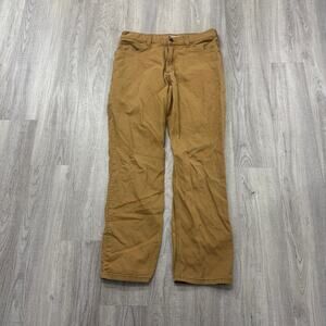 Carhartt Relaxed Straight Rigby Pants Men's 34x32 Tan Flat Front Carpenter Chino